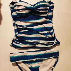 La Blanca Blue and White Striped Bikini